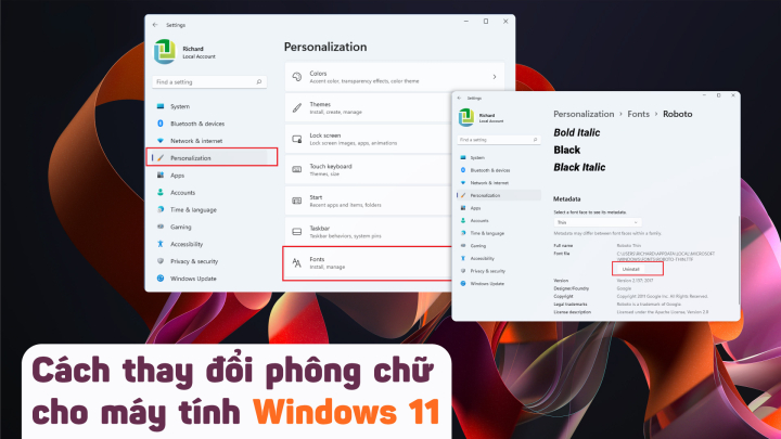 Cách thay đổi phông chữ cho máy tính Windows 11 - SurfacePro.vn